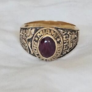 Vintage 1998 Hester Jones Garnet Class Ring Solid 10K Gold Women's Size 7.5